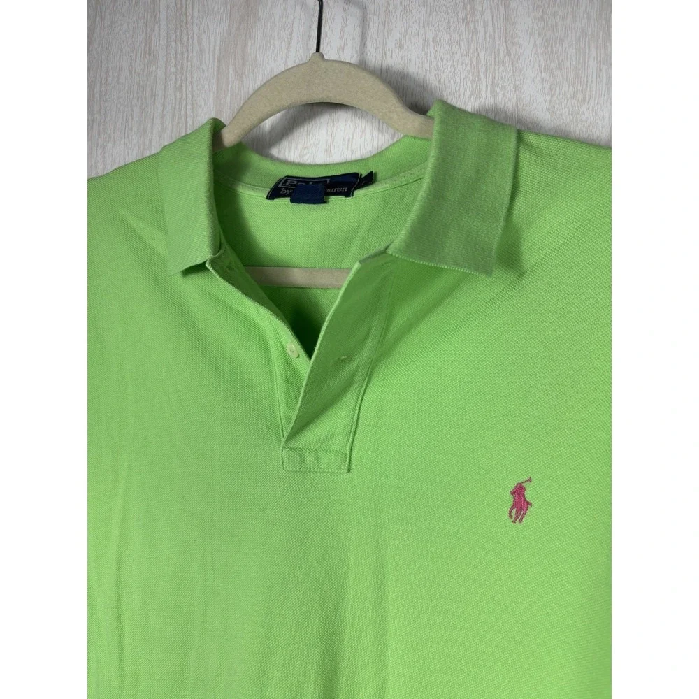 Polo Ralph Lauren Neon Green Polo Pink Pony Y2K Preppy Mens L