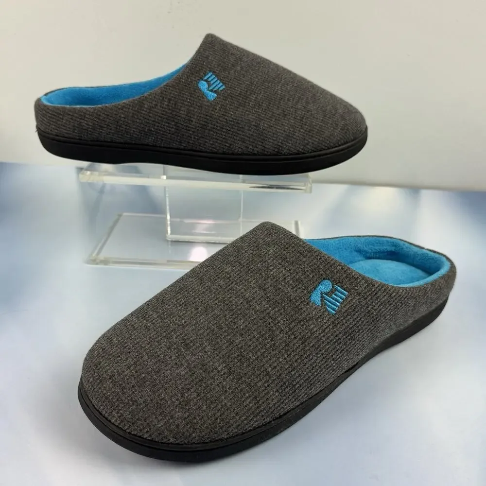 RockDove Mens Original Two-Tone Deep Memory Foam Slipper 11-12 Dk Grey Blue NEW‎