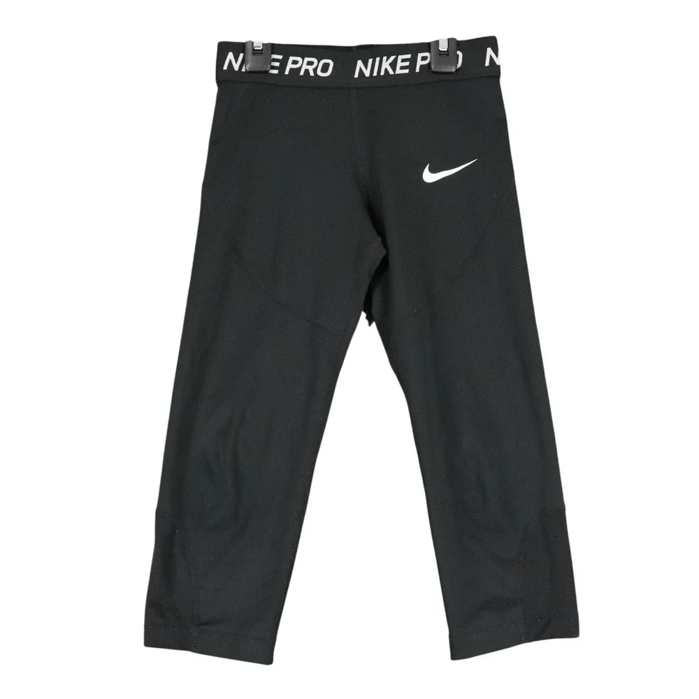 Nike Nike Pro Capri Leggings Girls S Elastic Waistband Mesh Panels Athletic Wear
