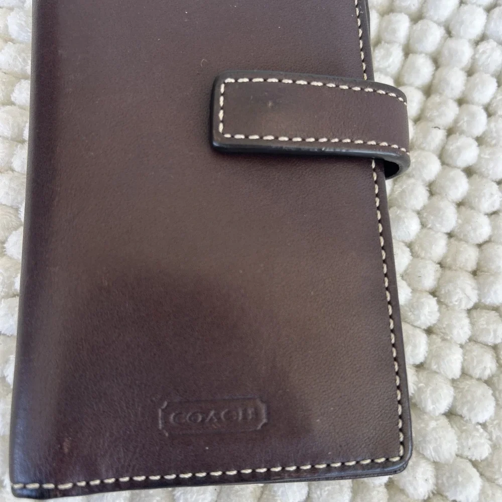 Authentic Coach Womens Leather Snap Closure Bi Fold Cardholder‎ Wallet Brown