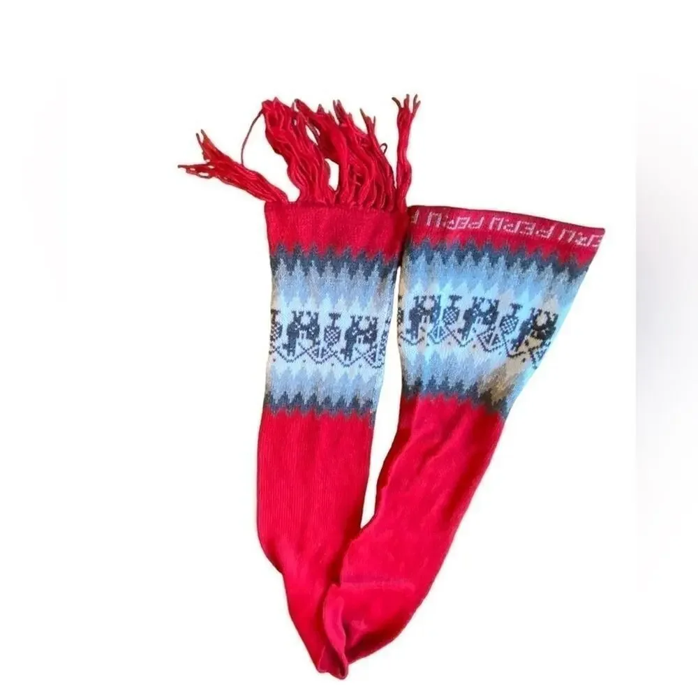 Peru Winter Knit Beanie Fringe Scarf Unisex O/S