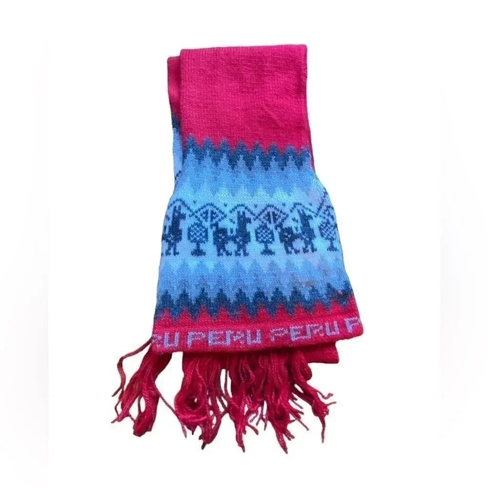 Peru Winter Knit Beanie Fringe Scarf Unisex O/S
