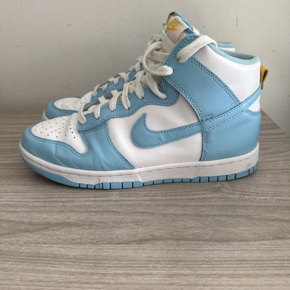 Nike Men's Dunk High White‎ & Leather Athletic Shoes Sneakers Size 8 DD1399-401