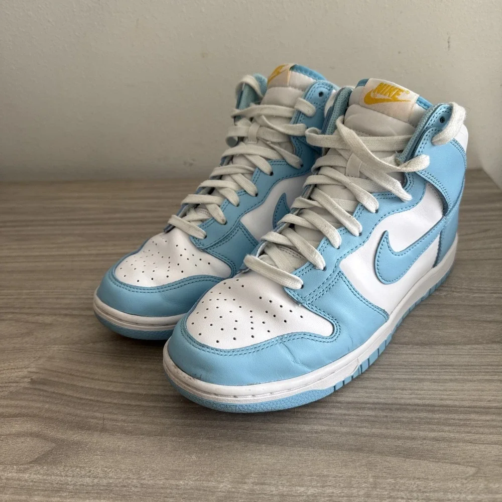 Nike Men's Dunk High White‎ & Leather Athletic Shoes Sneakers Size 8 DD1399-401