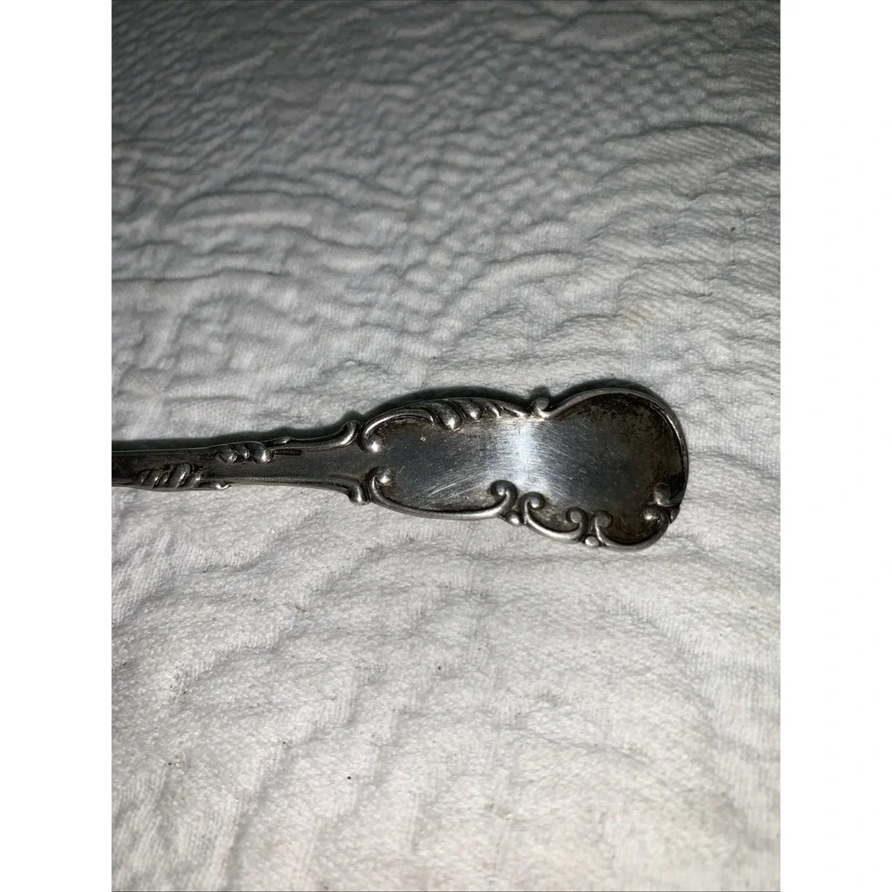 Antique STERLING Silver Sugar Spoon Ornate Victorian Edwardian Rococo Swirl 28g