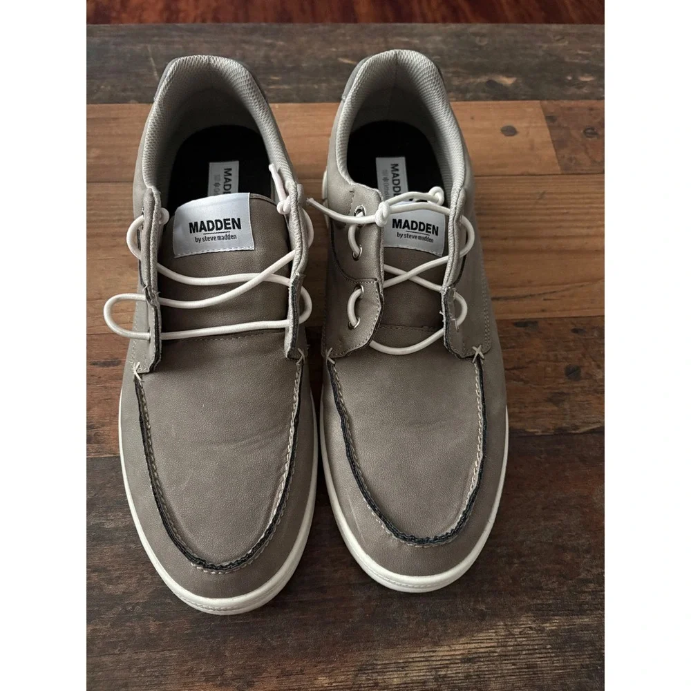 Madden by Steve Madden Mens Grey Brown Boat Shoe Sneaker Ortholite Size 12