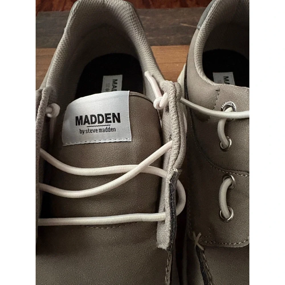 Madden by Steve Madden Mens Grey Brown Boat Shoe Sneaker Ortholite Size 12