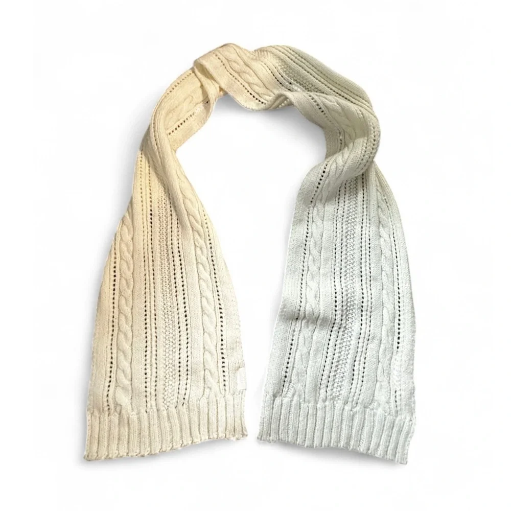 DKNY Cream Knit Scarf and Beanie Set NEW in Box OS Cream color