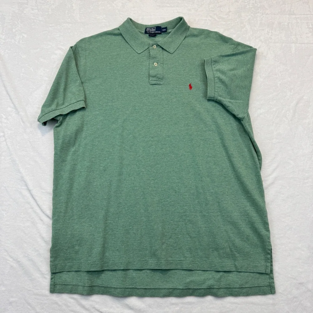 Polo Ralph Lauren Mens XXL Green Pique Short Sleeve Pony Logo Polo Shirt