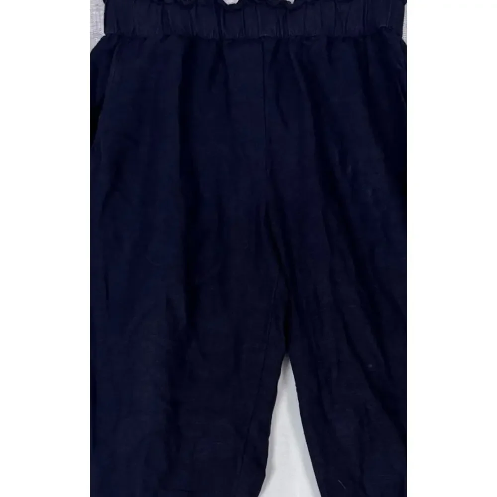 H&M Linen Blend Size 2 Black Paperbag Pull On Pants
