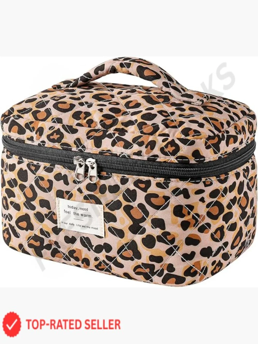 Large Quilted Travel Makeup Bag Floral Cotton Cosmetic Organizer Toiletry