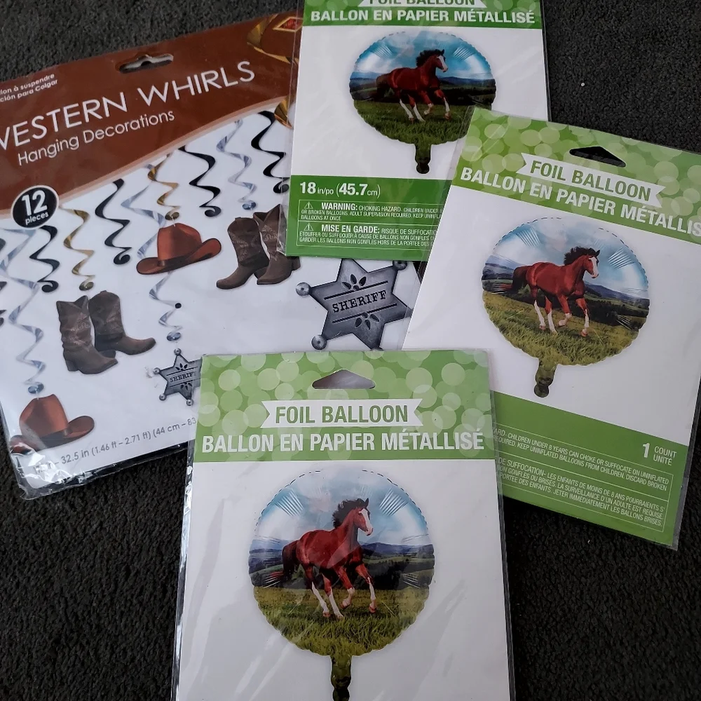 New Western Cowboy Horse themed party decoration & balloons