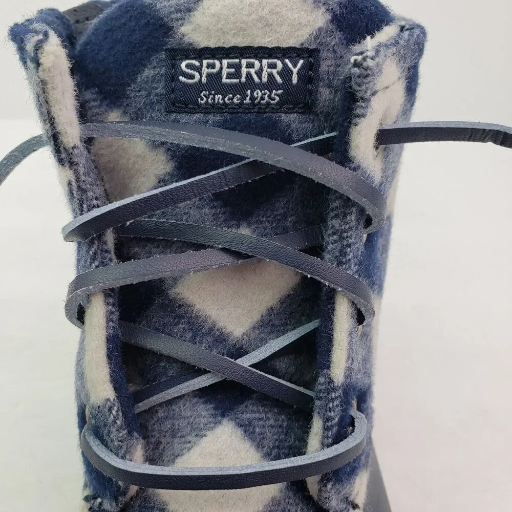 Sperry Top Sider Saltwater Toddler Size 13 Blue Plaid Wool Waterproof Duck Boots