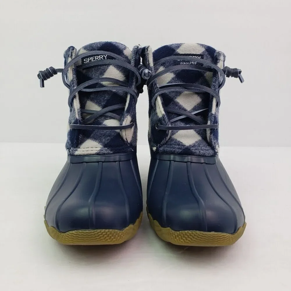 Sperry Top Sider Saltwater Toddler Size 13 Blue Plaid Wool Waterproof Duck Boots
