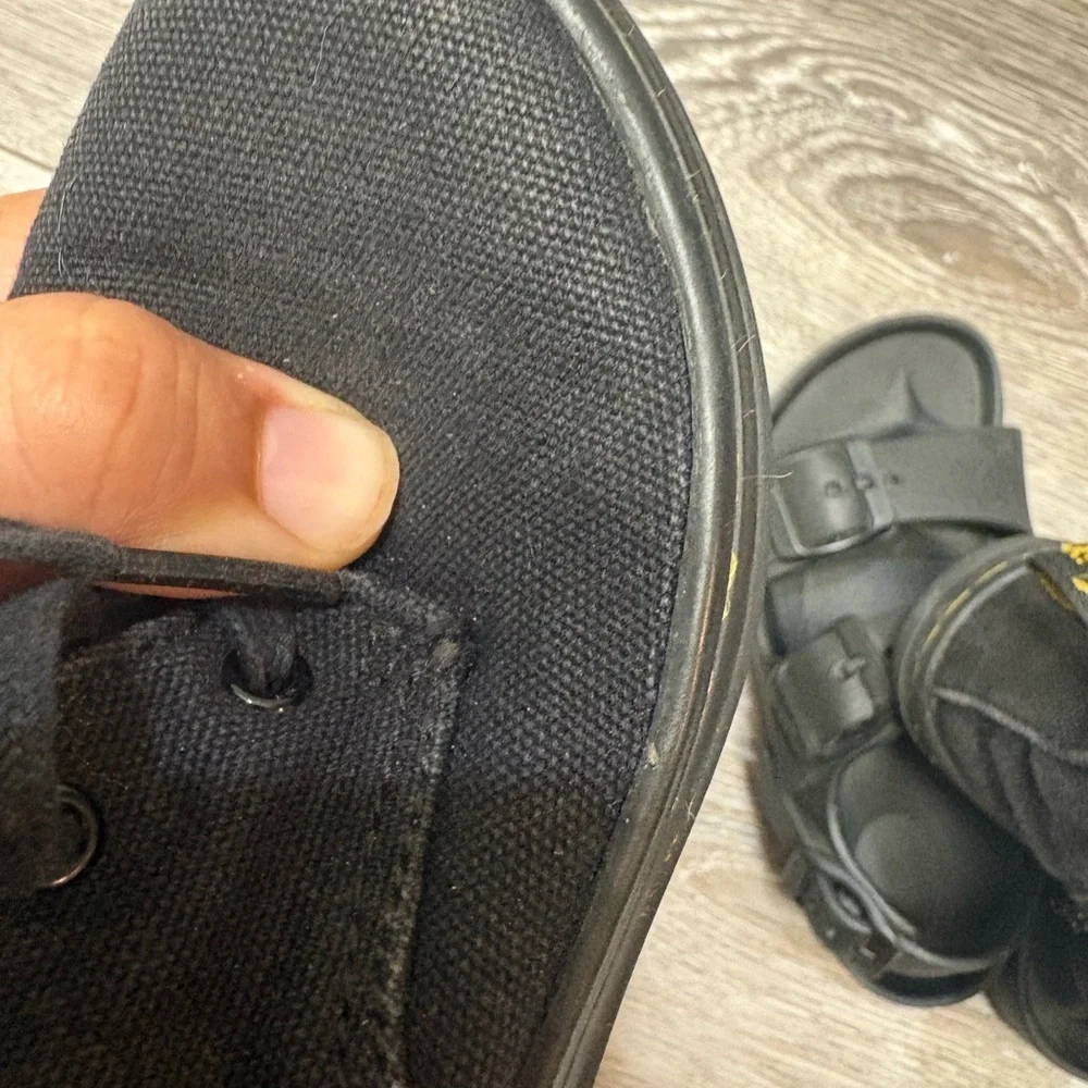 2  set of shoes for little kids. Birkenstock sandals and Dc martens boots