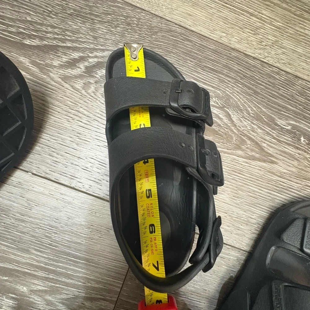 2  set of shoes for little kids. Birkenstock sandals and Dc martens boots