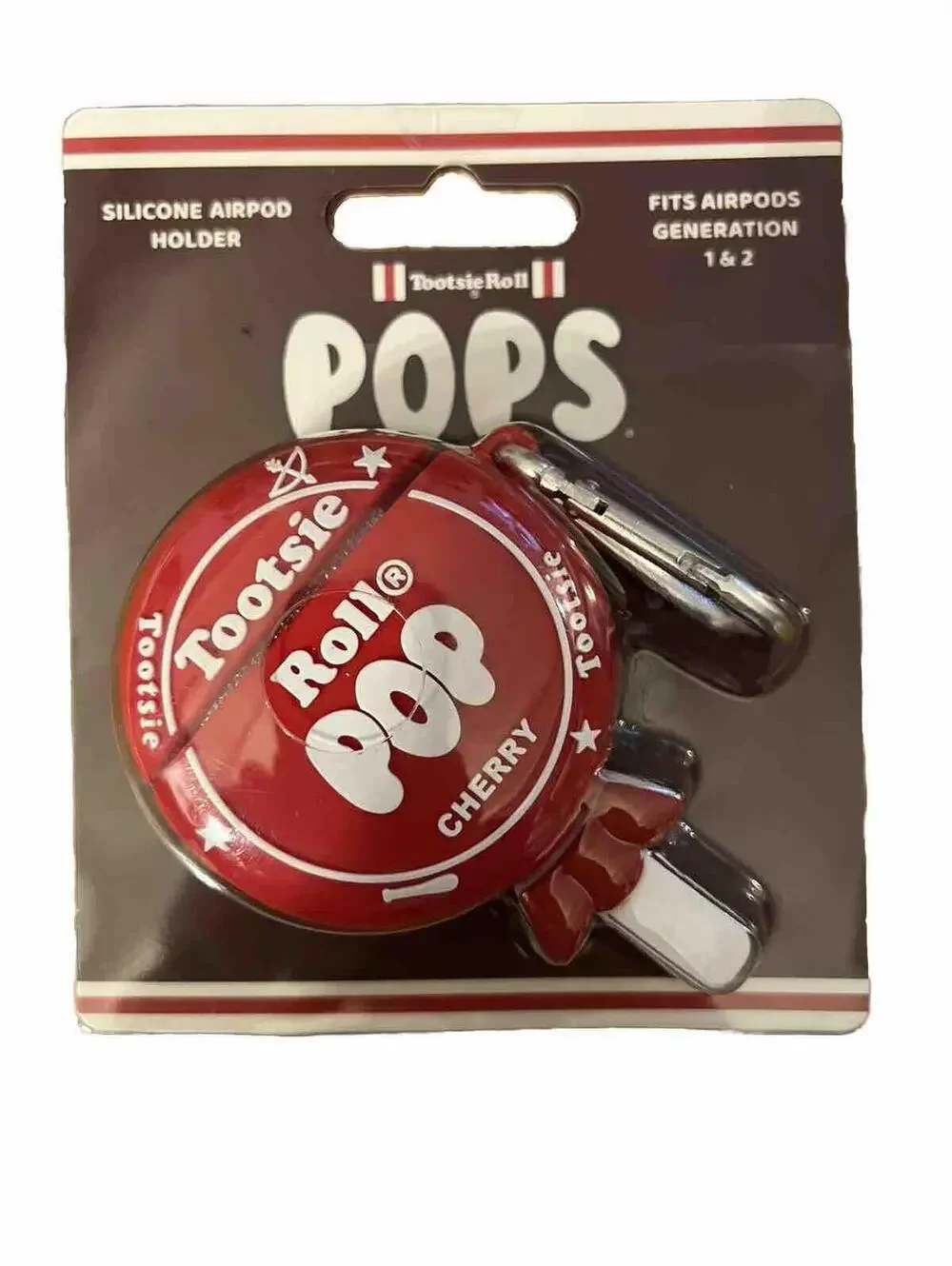 TOOTSIE ROLL POP Silicone AIRPOD CASE HOLDER 1 & 2nd Generation Red Cherry NIP
