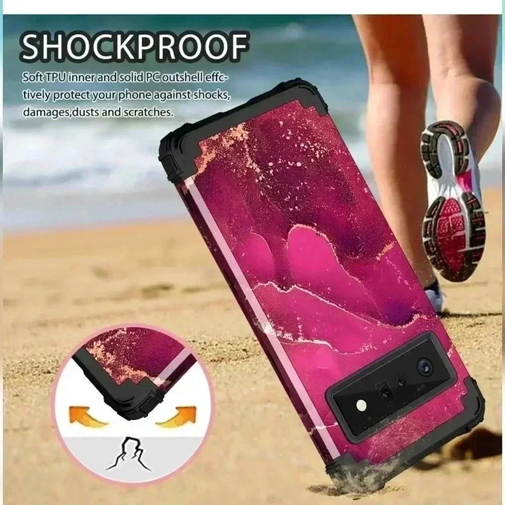 Google Pixel 6 Pro Case,Heavy Duty Shockproof Protection Wine Red (New)