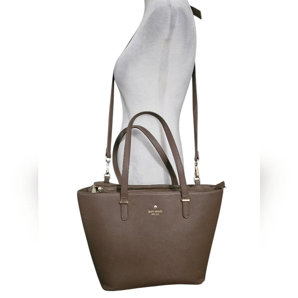 KATE SPADE Cedar Creek Collection Leather Large Tote In Lightbrown/mauve.
