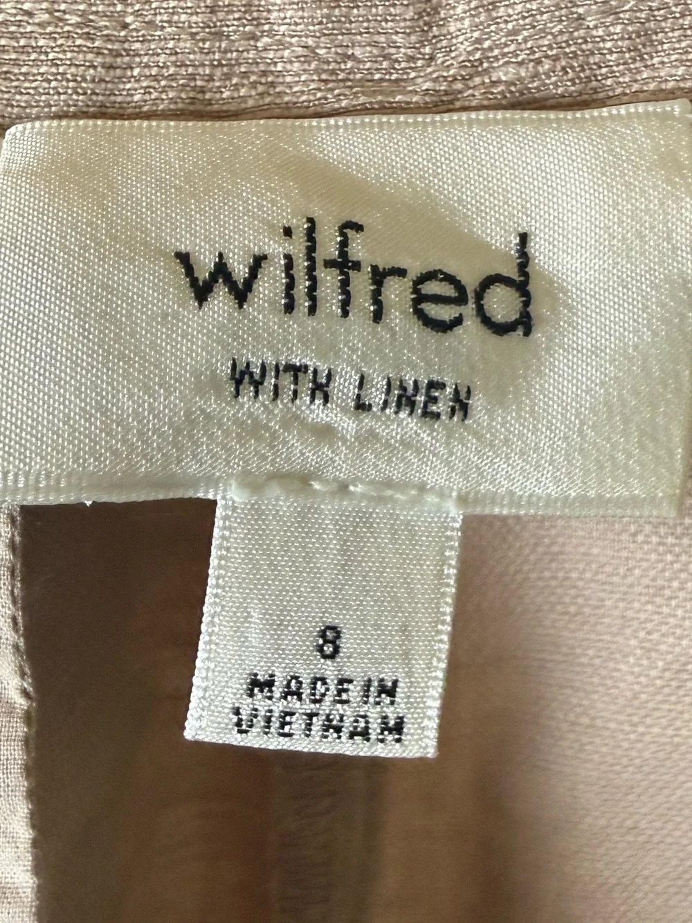 Aritzia Wilfred Beige Drawstring Cropped Linen Pants Size 8