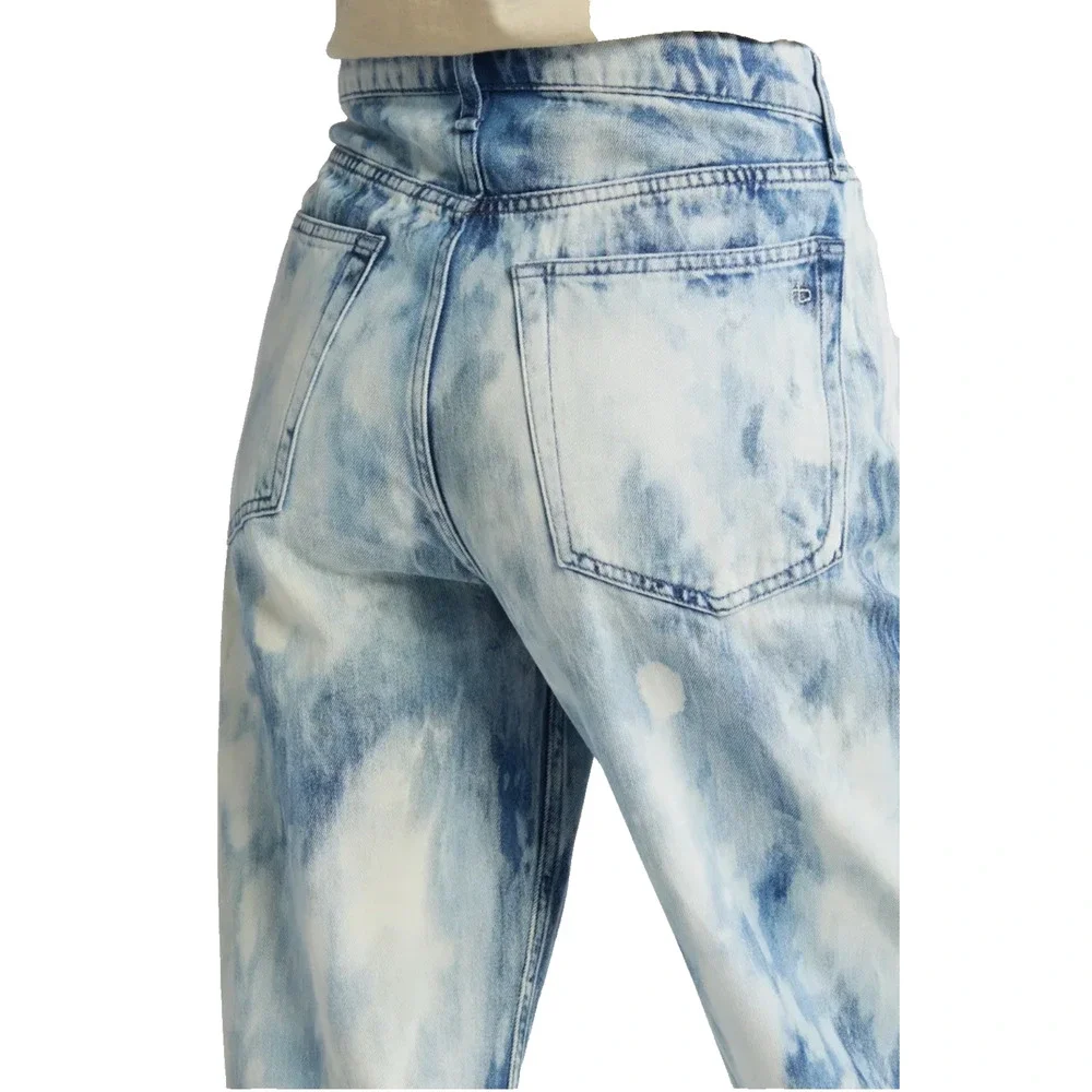 Rag & Bone Logan Wide Leg Jeans Bleach Splatter Wash Size 23 NWT
