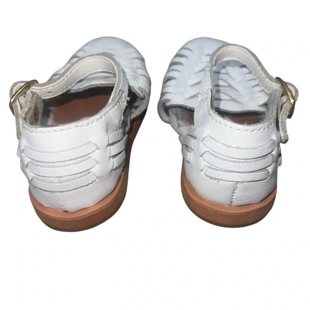 Vintage Baby Basic Editions Harache White Leather Sandals Ankle Strap 5 Infant