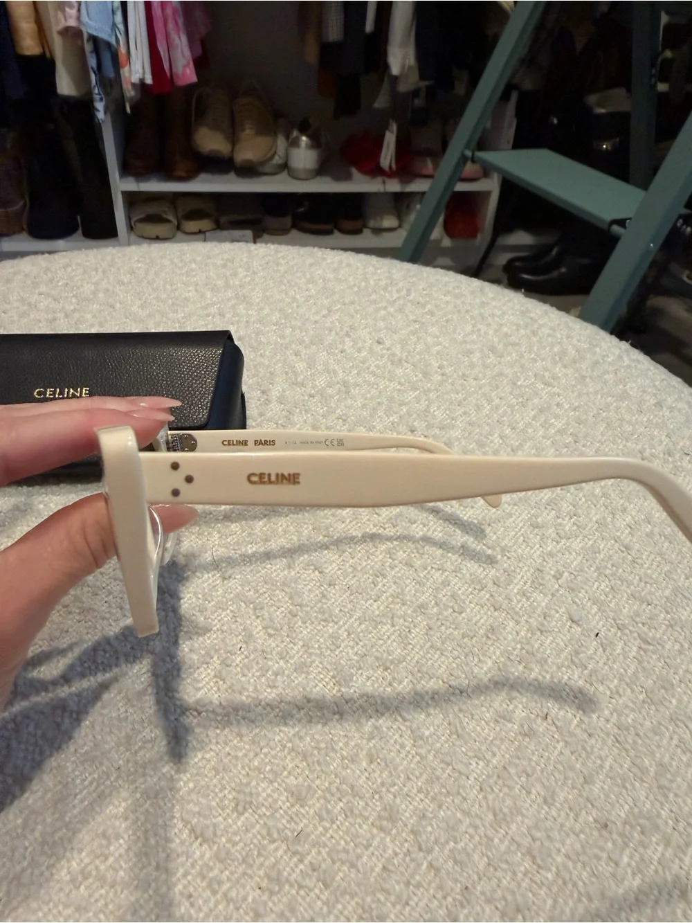 Celine Cream/Ivory Cat-Eye Sunglasses - CL401871 25f with Brown Gradient Lense