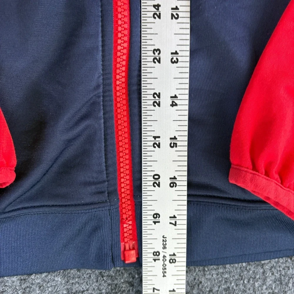 Nike Track Jacket Boy 7 Blue Red Logo Embroidered Mock Neck Full Zip Performance