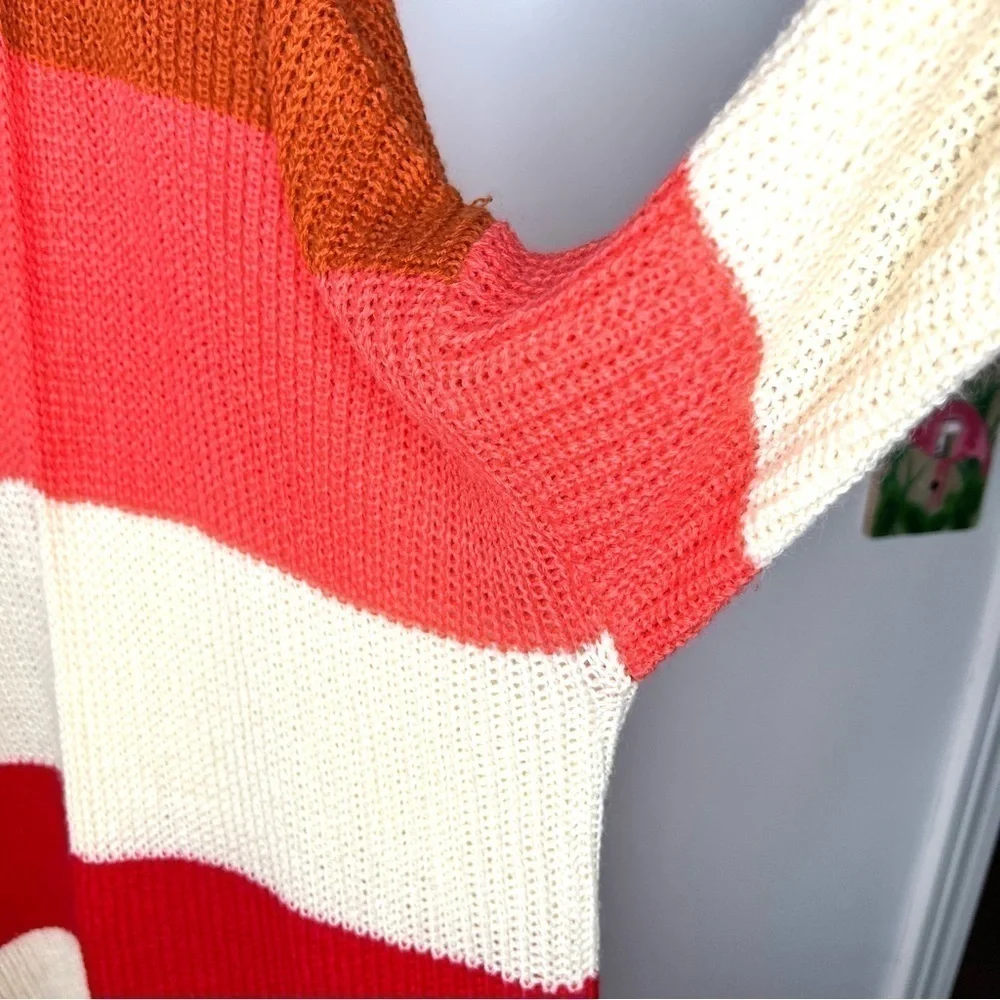 Pink Lily Boutique Colorblock Chunky Stripe Knitted Tunic Length Long Cardigan