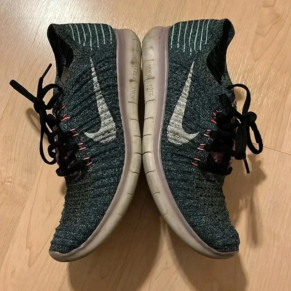 Nike Free RN Flyknit Running Shoes Sneakers Blue Women’s 8.5