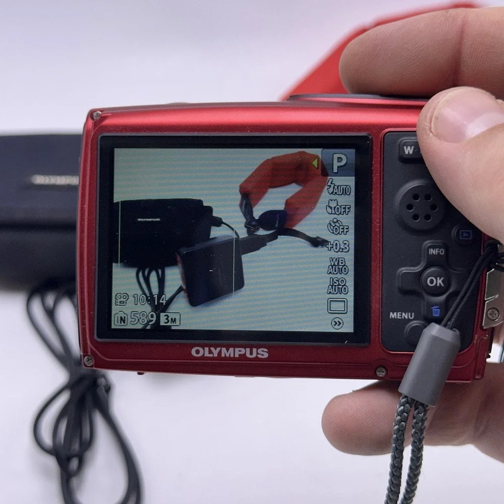 Olympus Stylus Tough 3000 12MP Red Waterproof Camera Bundle w/Case Battery Float