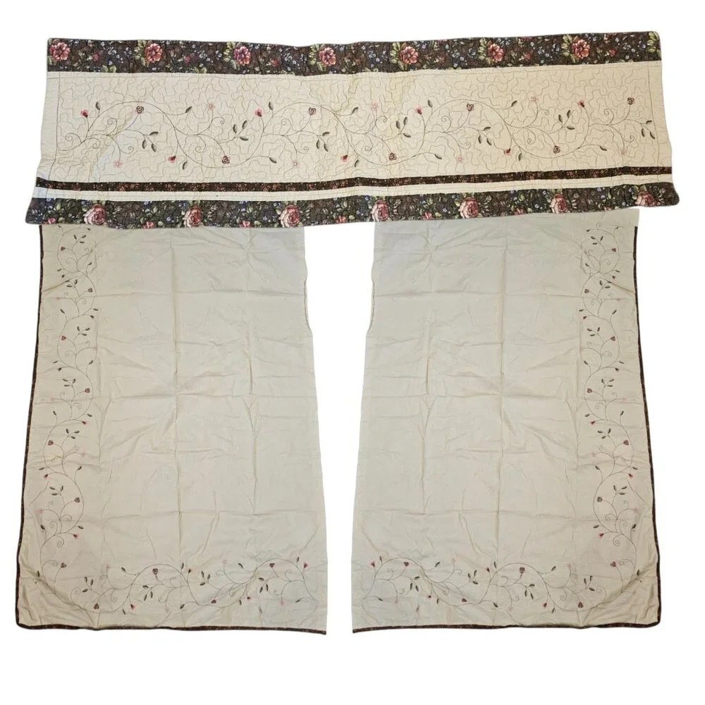 JcPenney Home Rachel Heirloom 3‎ Pc Window Treatment Set Panels 42 X 63 In Beige