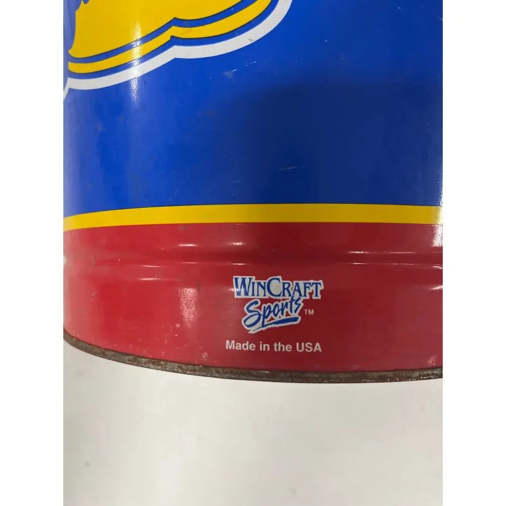 Kansas Jayhawks 15 Inch Metal Wastebasket NCAA Trash Can Garbage Office
