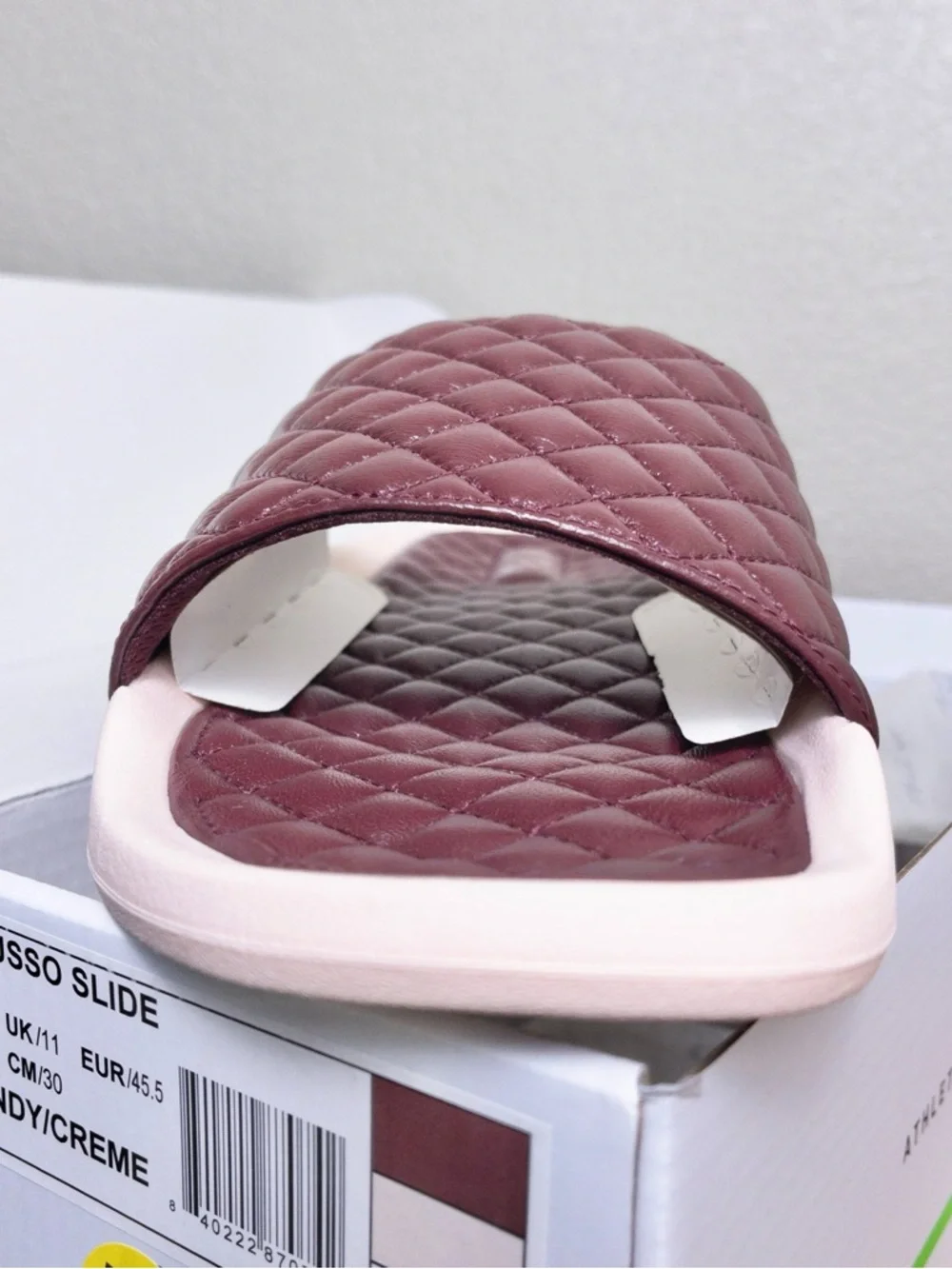 NWT APL Lusso Slide Quilted Leather Mens 12 Burgundy Athletic Sandal Comfort