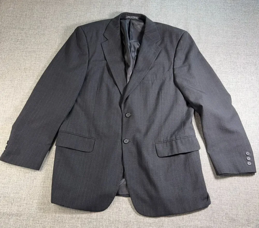 Bernhard Altmann Blazer Mens 42R Charcoal Gray Pinstripe Wool Blend Suit Jacket