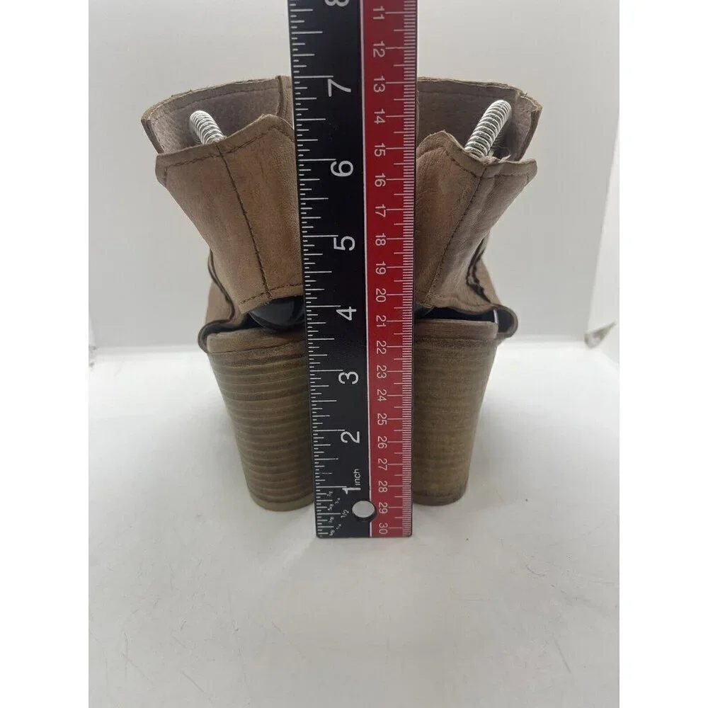 Free People Effie Block Heel Sandal Women's Size 36/US 6 Brown Leather Side Zip