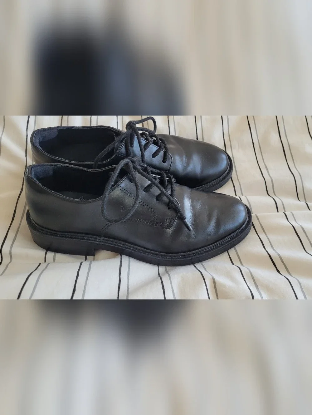 Zara Black Leather  Boys Lace-Up Dress Oxfords Size 37 EU/5 US
