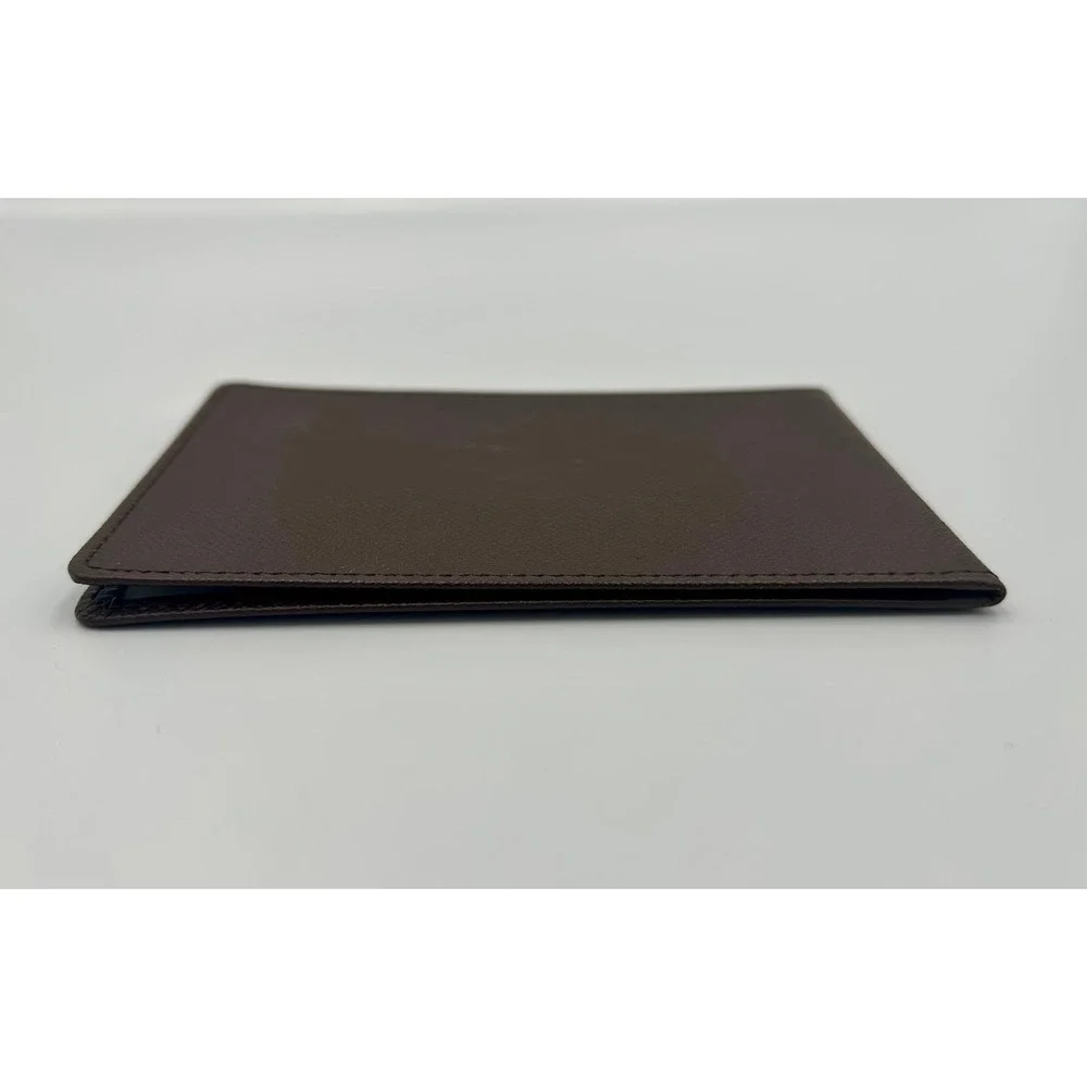 Louis Vuitton Taiga Leather Bifold ID Card Holder Brown Wallet with COA