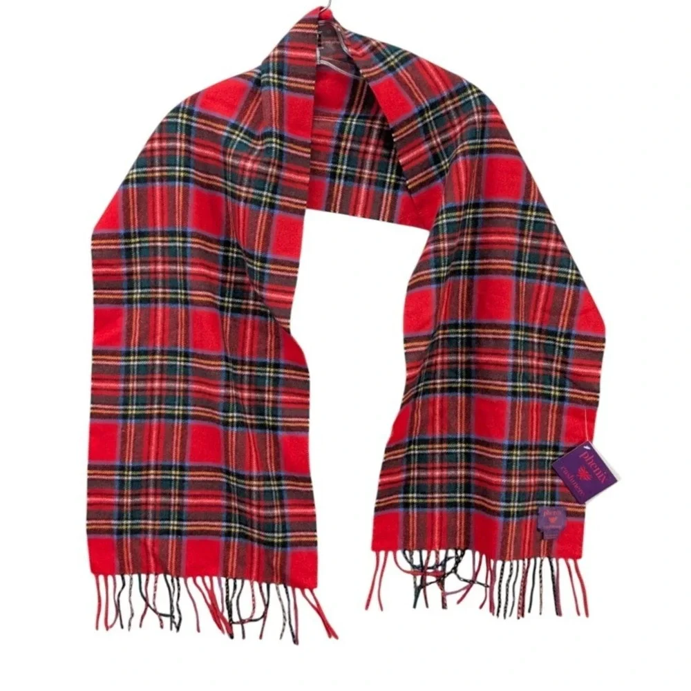 Phenix Holiday Christmas Tartan Plaid Cashmere Unisex Scarf w/ Fringe‎ 58