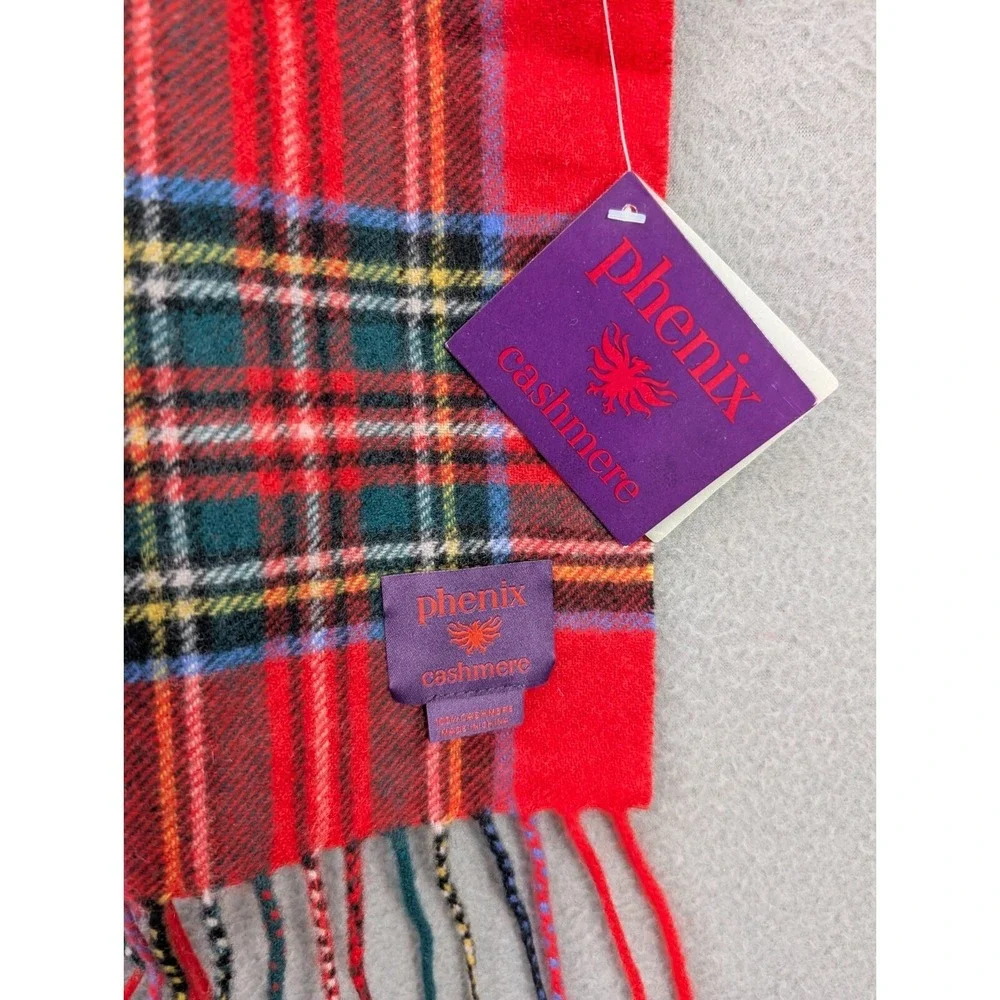 Phenix Holiday Christmas Tartan Plaid Cashmere Unisex Scarf w/ Fringe‎ 58