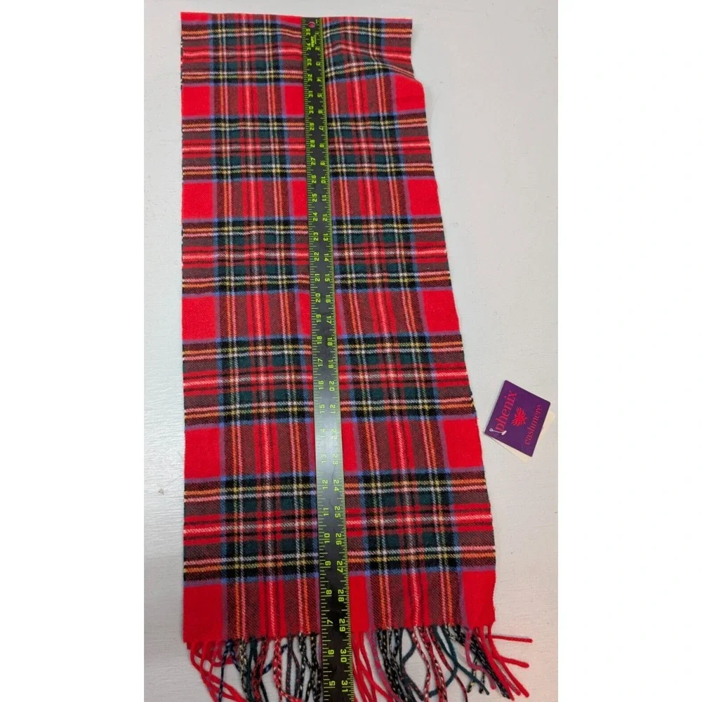 Phenix Holiday Christmas Tartan Plaid Cashmere Unisex Scarf w/ Fringe‎ 58