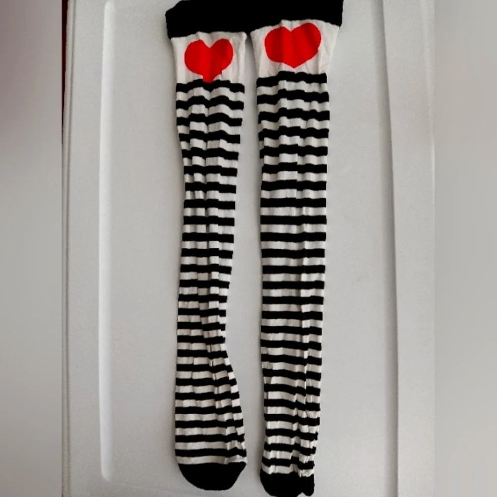 NEW Striped Thigh Highs w/Red Heart - Plus Size
