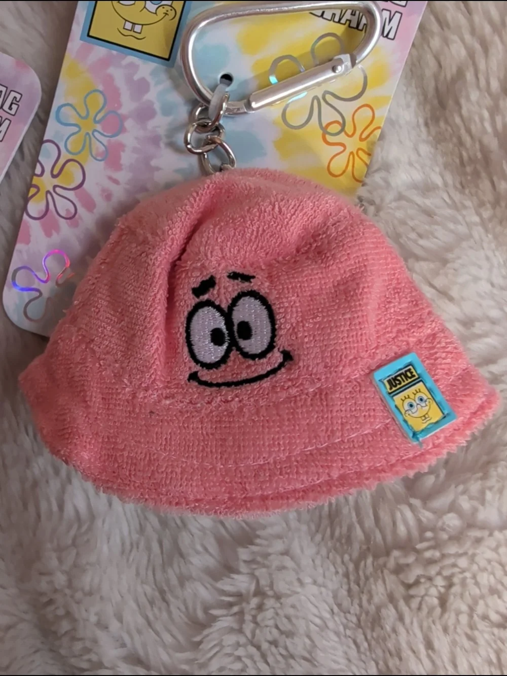 Justice Coral Pink Patrick Star Bucket Hat Bag Charms (Set of 2)