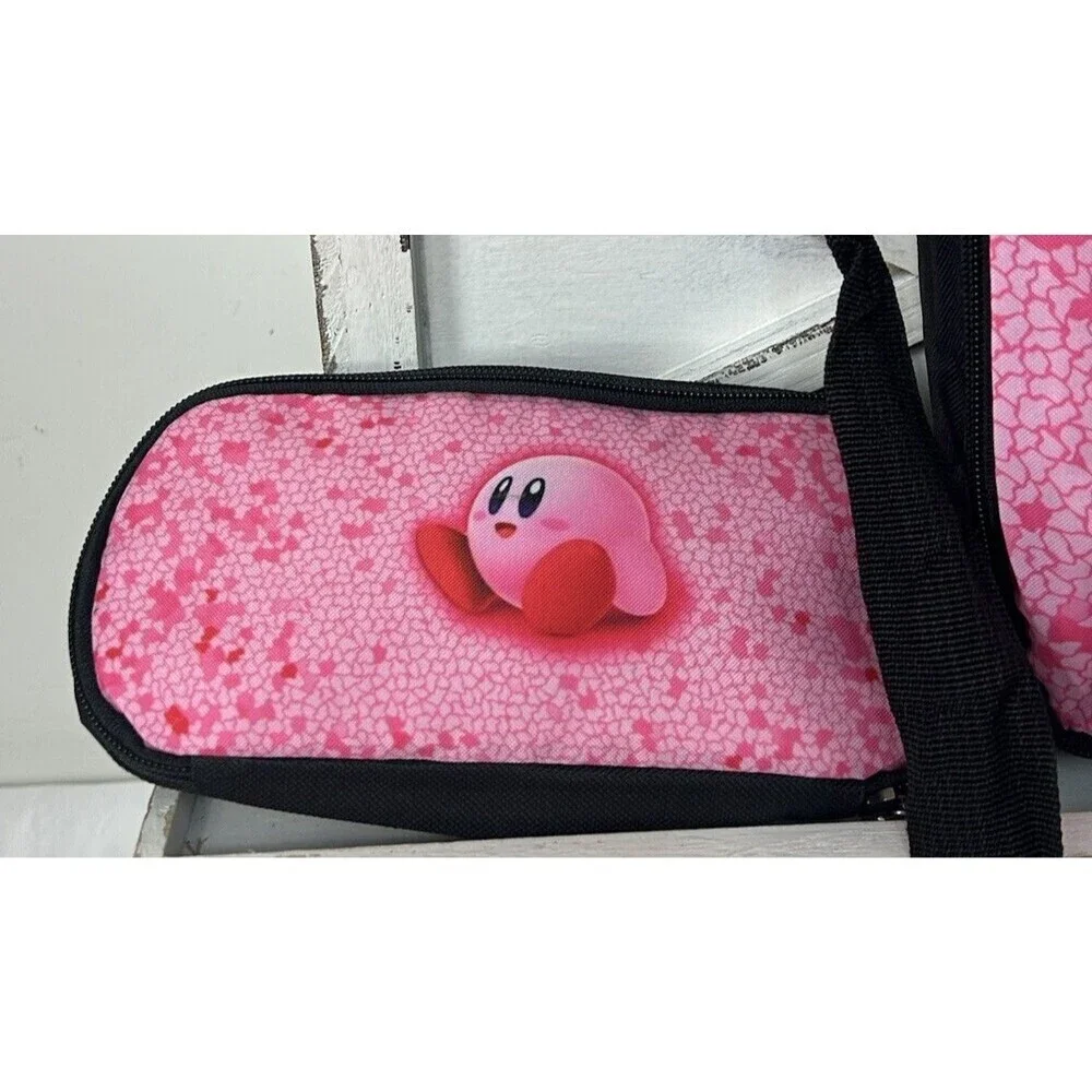 Kirby Cartoon Game Student School Backpack 3pc Set Insulated Lunch Bag Pen Bag