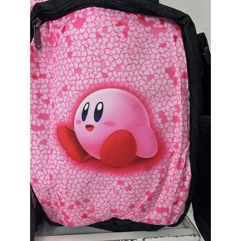 Kirby Cartoon Game Student School Backpack 3pc Set Insulated Lunch Bag Pen Bag