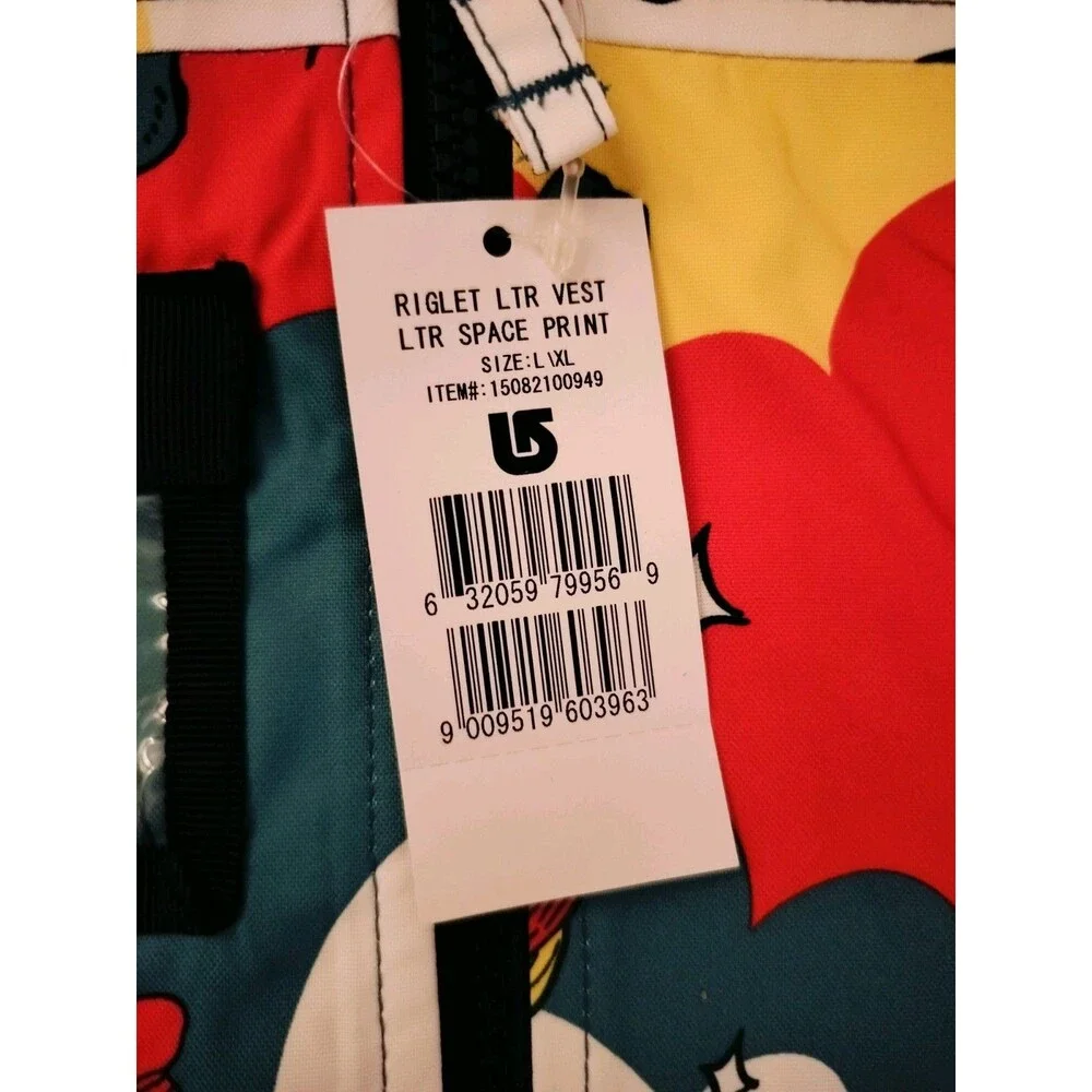 NWT Burton Riglet LTR Space Print Ski Vest Multicolor L/XL Kids Adjustable Strap