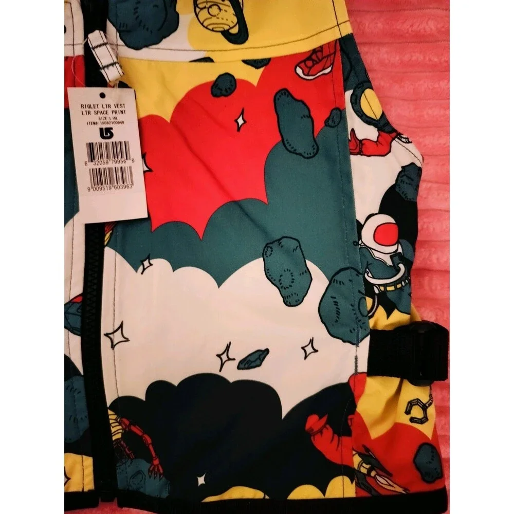 NWT Burton Riglet LTR Space Print Ski Vest Multicolor L/XL Kids Adjustable Strap
