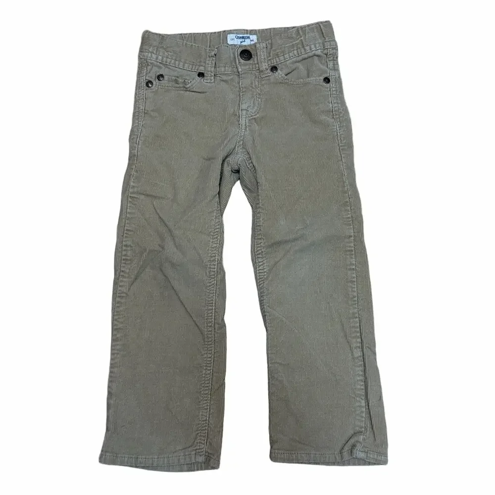 OshKosh B’gosh Girls Size 4 Tan Khaki Corduroy Pants Adjustable Waist