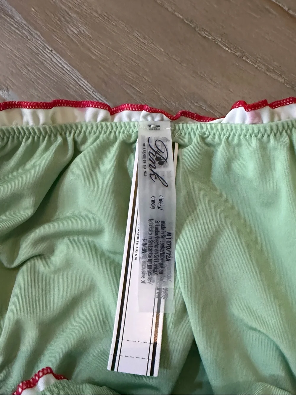 Frankies Bikinis Cherry Hearts Green Cheeky Bikini Bottoms