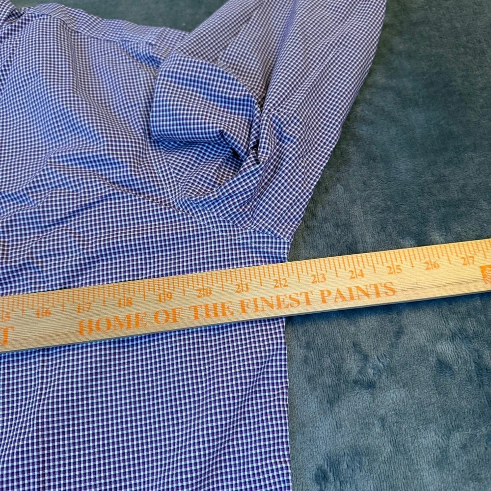 Banana Republic Grant Fit Button Up Shirt Mens Large Purple Gingham Stretch